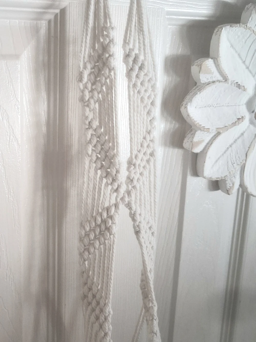 Handmade Cream Macramé Wall Hook — Boho Plant Hanger Accent